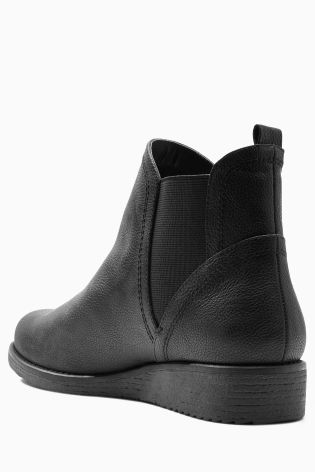 Black Casual Chelsea Wedge Boots